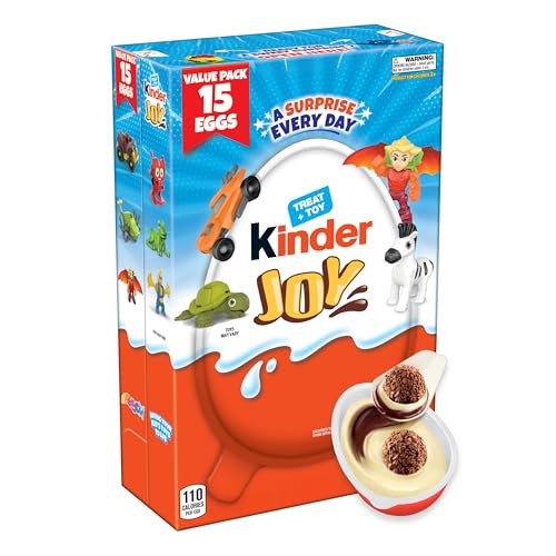 Kinder Joy Eggs, Treat Plus Toy, Chocolatey Wafer Bites, Individually Wrapped, 15 Count, 10.5 oz | Amazon (US)