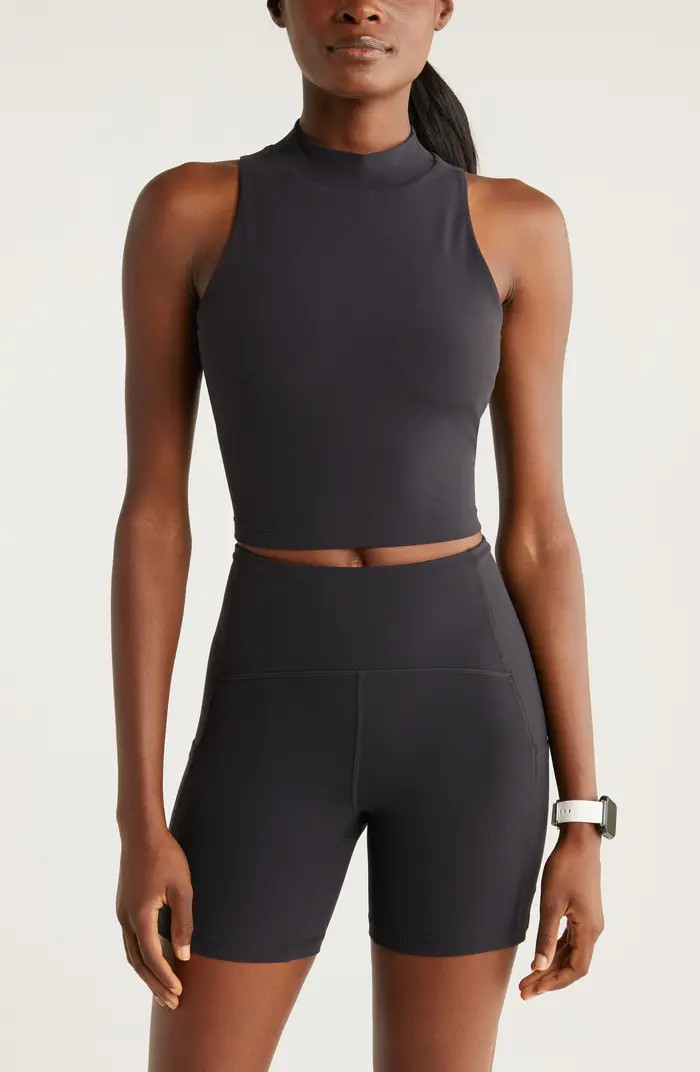 Zella Studio Luxe Mock Neck Support Crop Tank | Nordstrom | Nordstrom