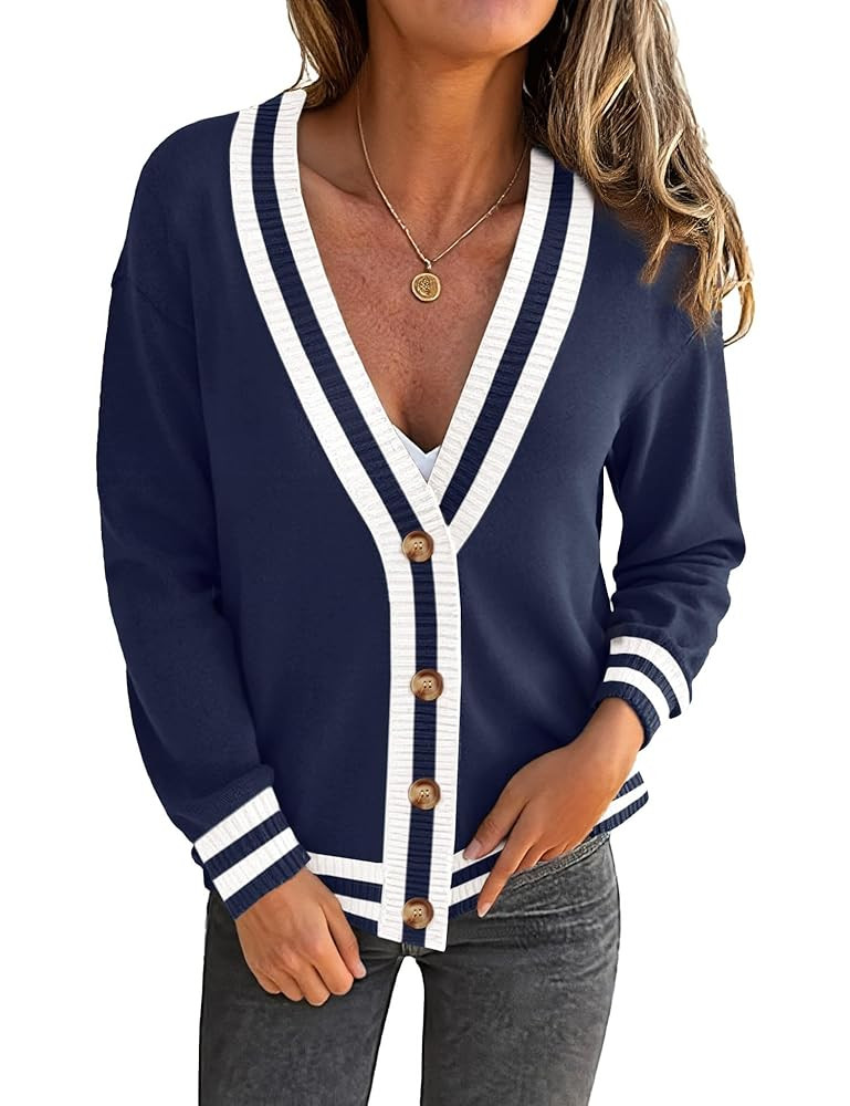 LOMON Women's Button Down Cardigan Sweaters Fall Long Sleeve Open Front Soft Cardigan Casual Loos... | Amazon (US)