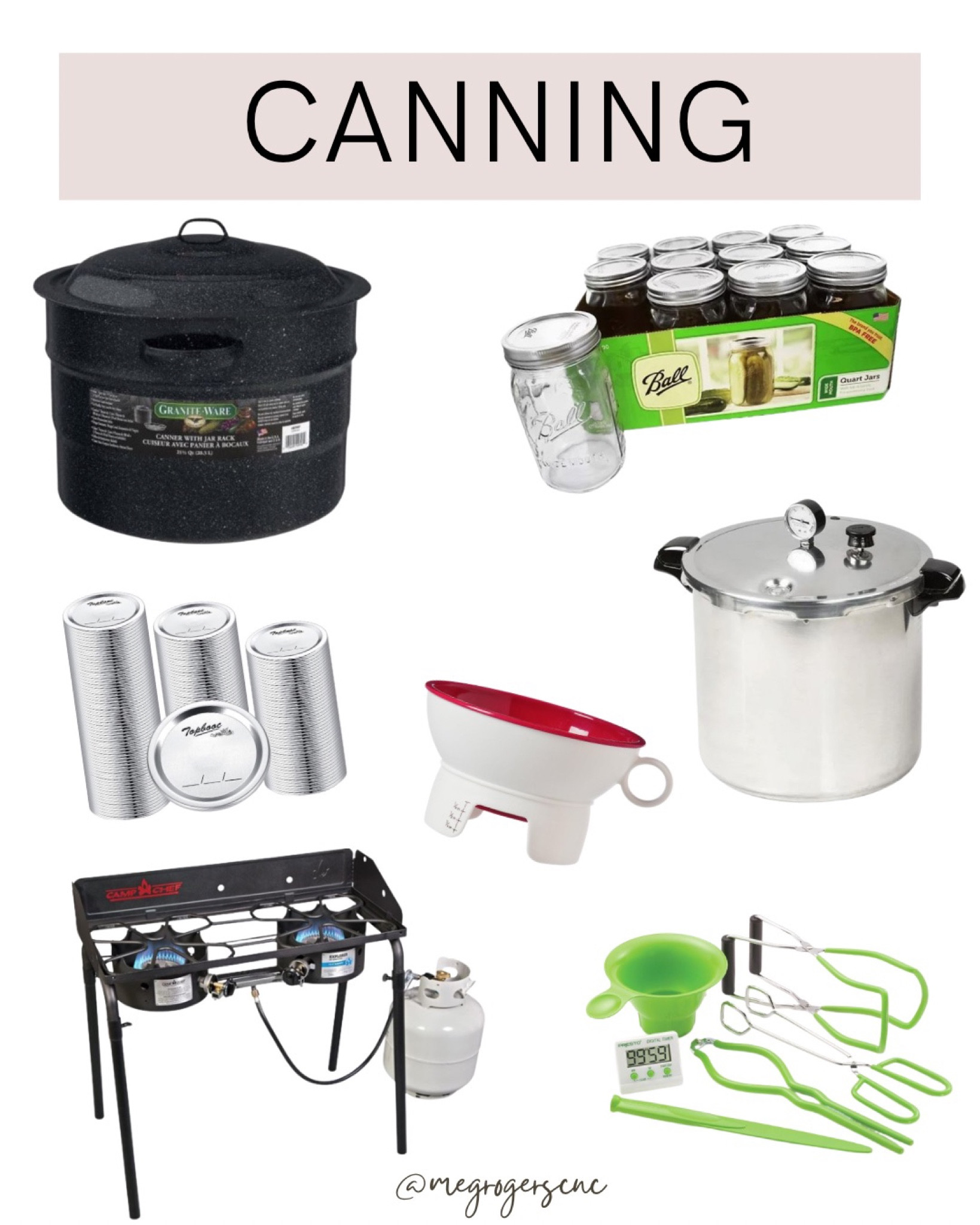 This year we’ve gotten back into the routine of canning and have expanded to more than just tomatoes! I personally don’t like water bathing in the house or pressure cooking, so this outdoor grill has worked great! I own two of the black pots for outdoor use when water bathing.

#canning #pressurecanner 

#LTKhome #LTKSeasonal