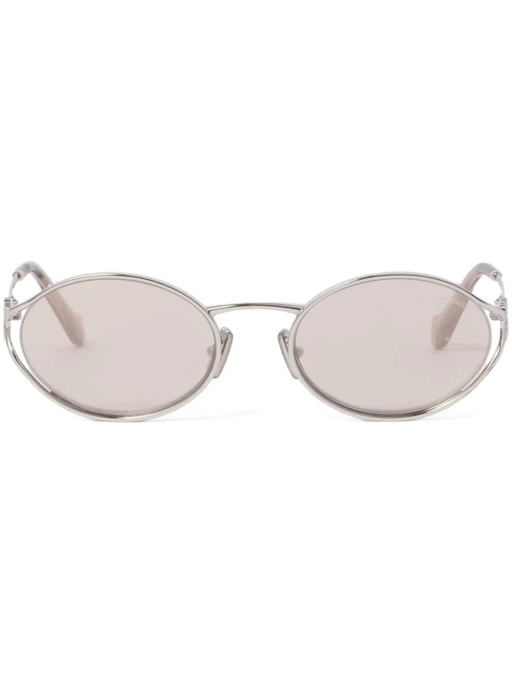 Miu Miu Eyewear oval-frame Sunglasses | Silver | FARFETCH | Farfetch Global