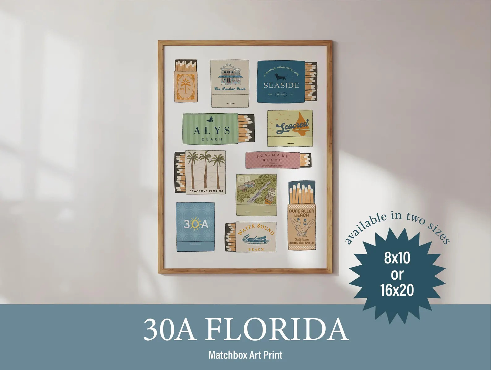 30A FLORIDA Matchbook Style 8x10 or 16x20 High-quality Art Print - Etsy | Etsy (US)