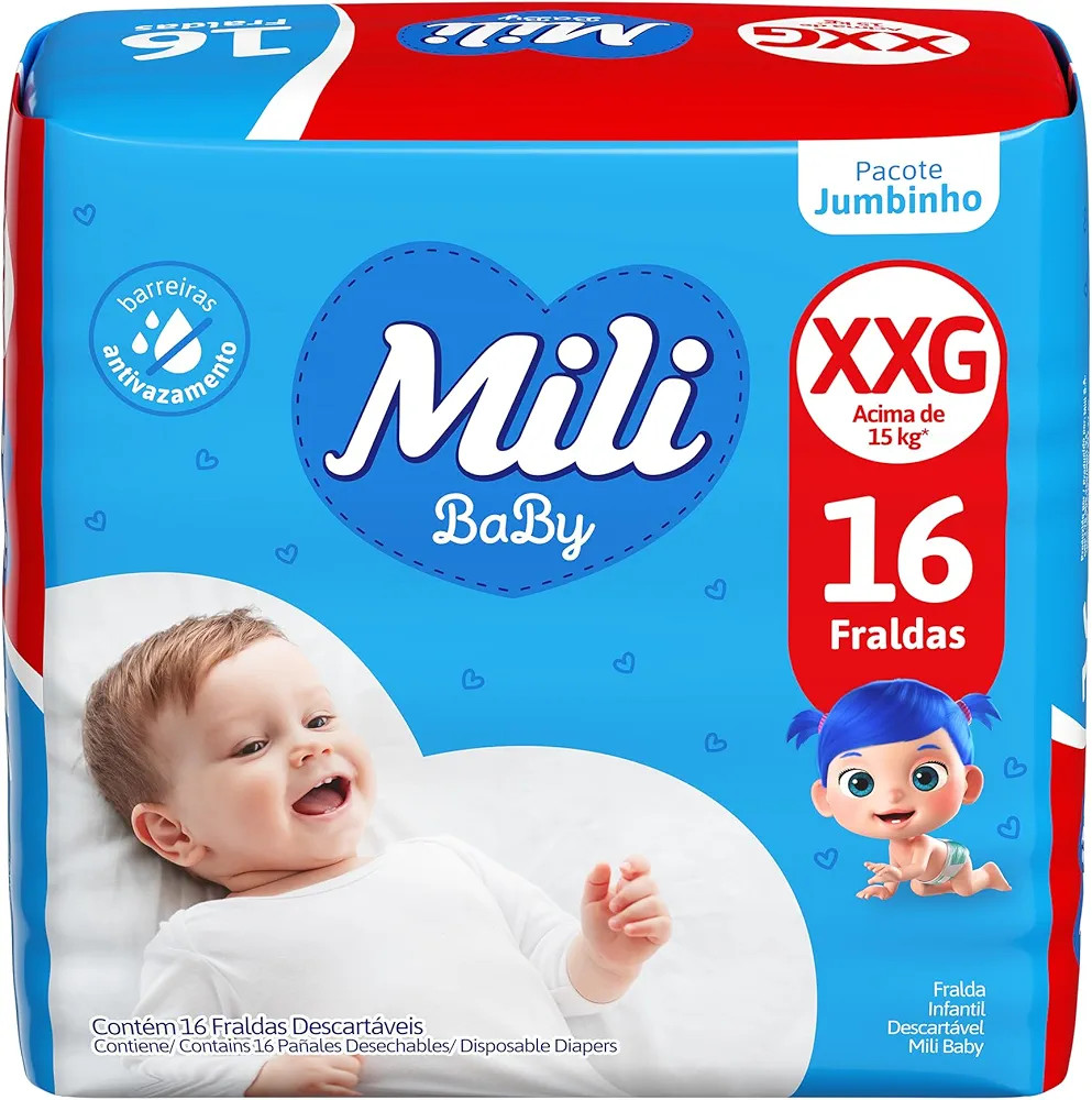 Mili, Fralda XXG, 16 Fraldas | Amazon (BR)