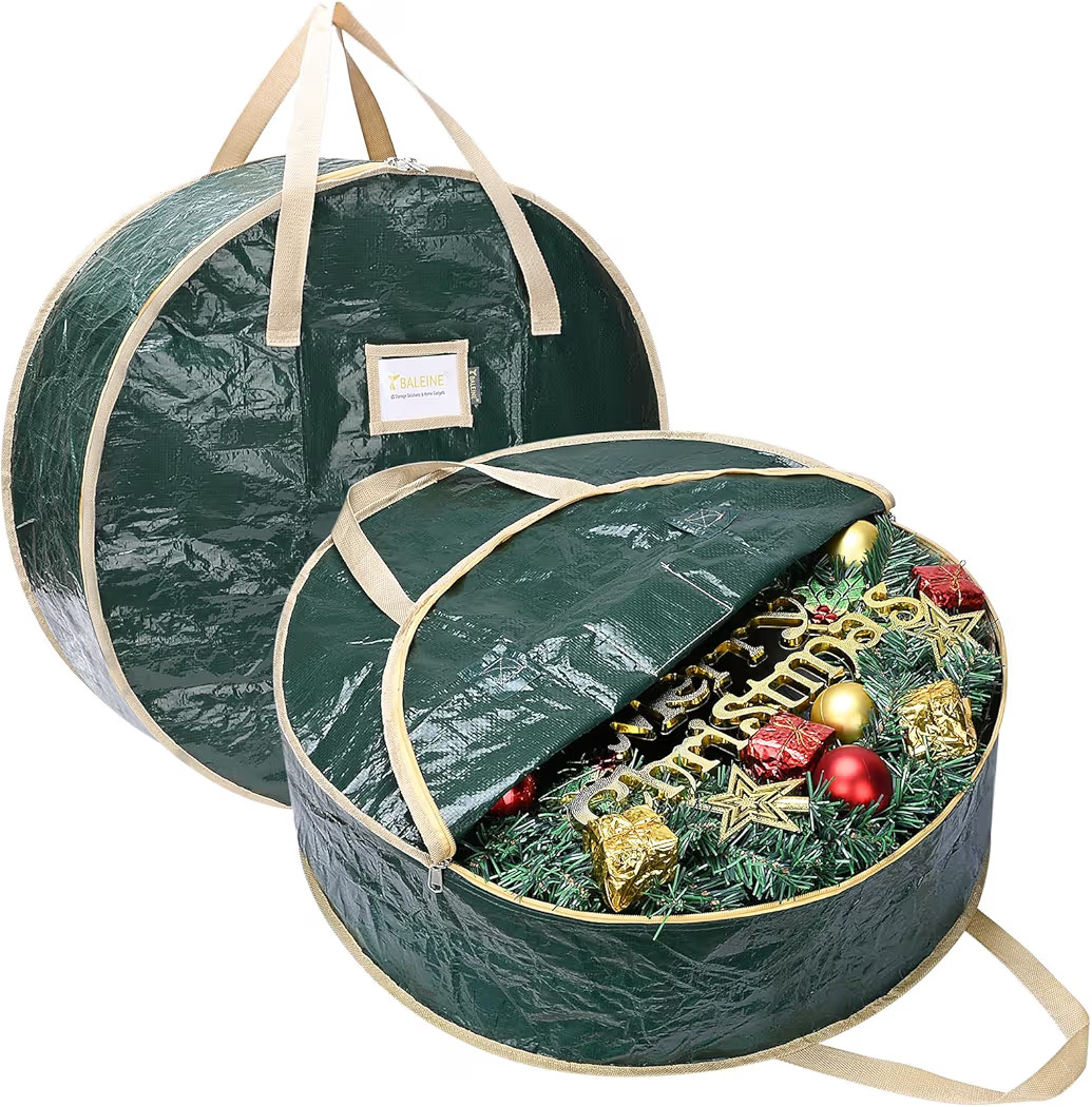BALEINE Wreath Storage Container, 2 Pack Christmas Wreath Storage Bag with Tear Resistant PE Mate... | Amazon (US)