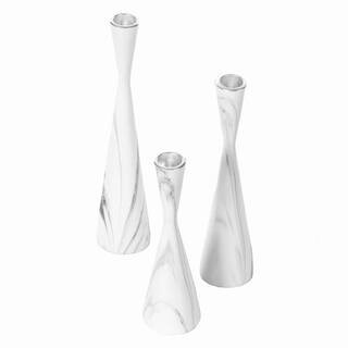 Marble Resin Candle Holders - Pack of 18 White Decorative Taper Candlesticks for Home Decor, Table Centerpieces | The Home Depot