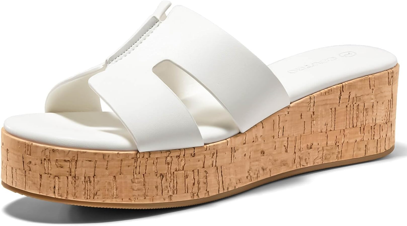 Coutgo Women's Platform Wedge Sandals Open Toe Slip On Slides Cork Heeled Cutout Comfortable Summ... | Amazon (US)