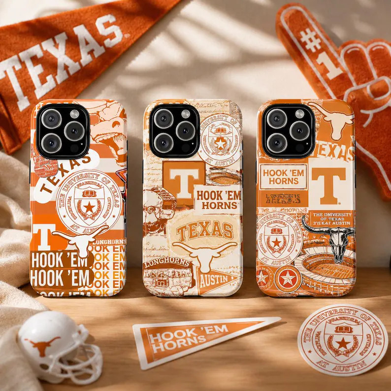 Texas Longhorns Phone Case iPhone and Samsung Hook Em Horns Cover | Etsy (Global)