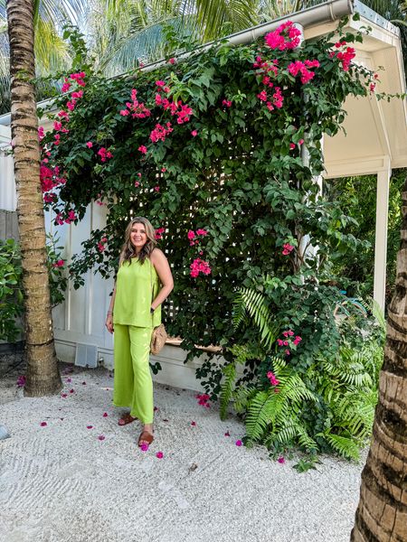 Vacation outfit— what I wore on vacation to the Florida keys! Designer inspired set with wide leg pants and matching tank top! Fits tts! 

#LTKFindsUnder50 #LTKTravel #LTKMidsize