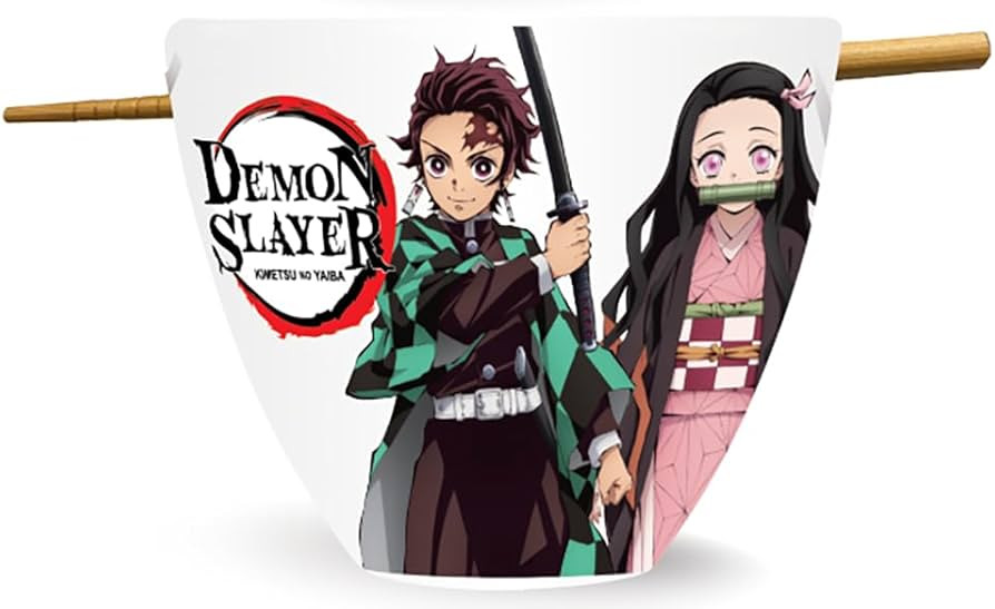 JUST FUNKY Demon Slayer Ramen Bowl with Chopsticks 16 Ounce Anime Ramen Bowl – Kimetsu No Yaiba... | Amazon (US)