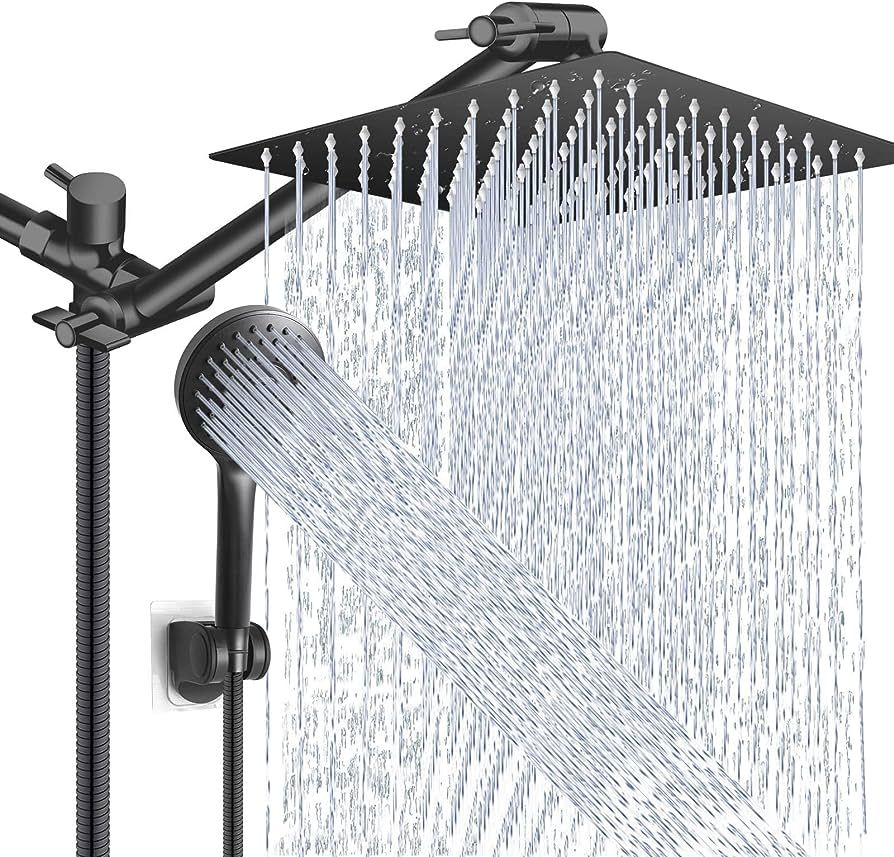 Shower Head Combo,10 Inch High Pressure Rain Shower Head with 11 Inch Adjustable Extension Arm an... | Amazon (US)