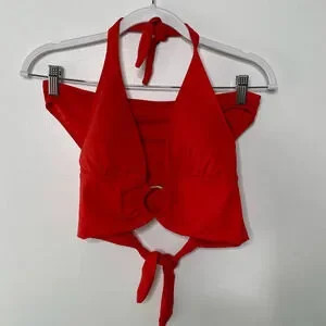 Carmen Marc Valvo Halter Bikini Top & Bikini Bottom Set Red Women’s Size Small | Poshmark