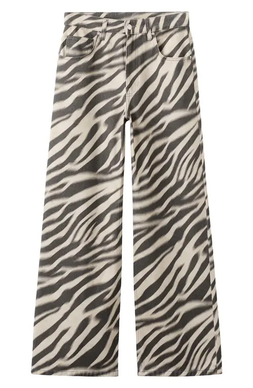 MANGO Zebra Print Straight Leg Jeans in Off White at Nordstrom, Size 6 | Nordstrom
