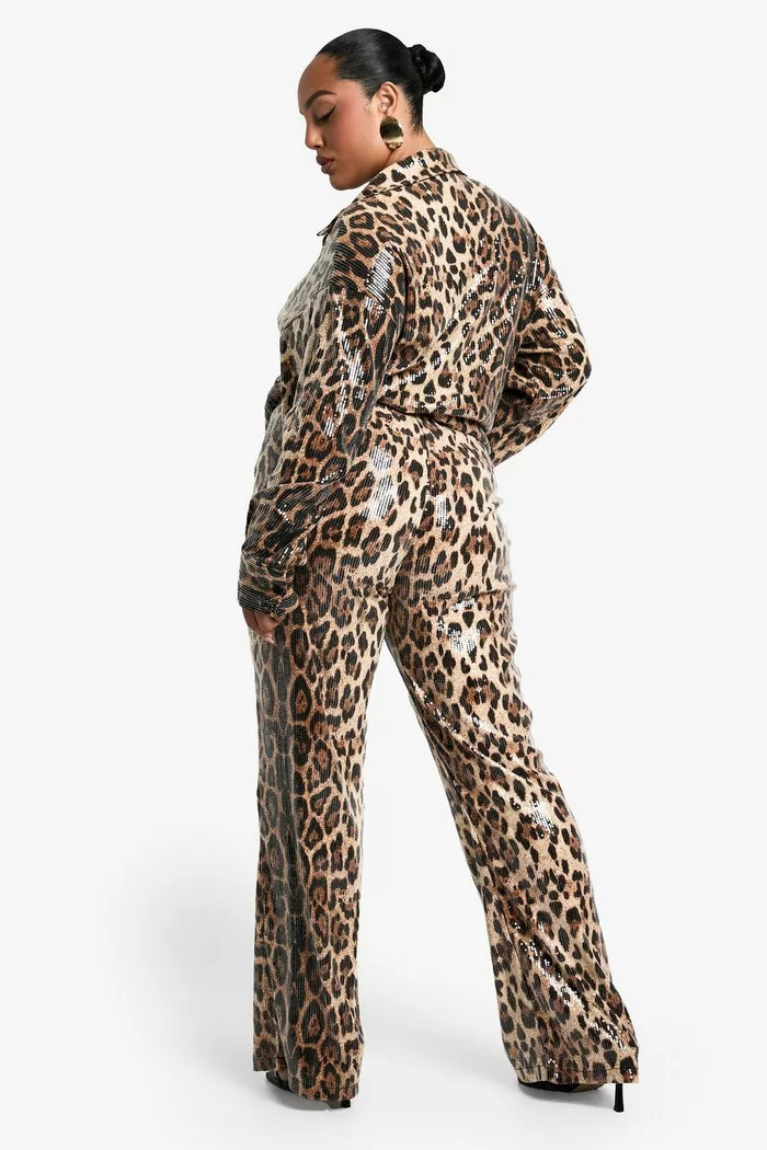 Plus Leopard Sequin Trouser | boohoo (US & Canada)
