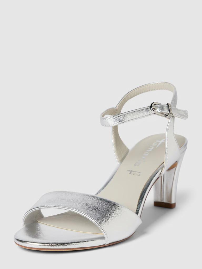 Sandalen met brede schachtbrug in zilver | Peek & Cloppenburg NL