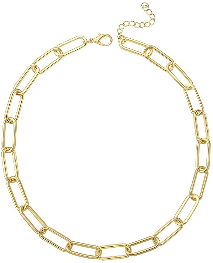 Reoxvo 22K Real Yellow Gold Plated Link Chain Necklace Bracelets for Women Oval Rectangle Chain L... | Amazon (US)