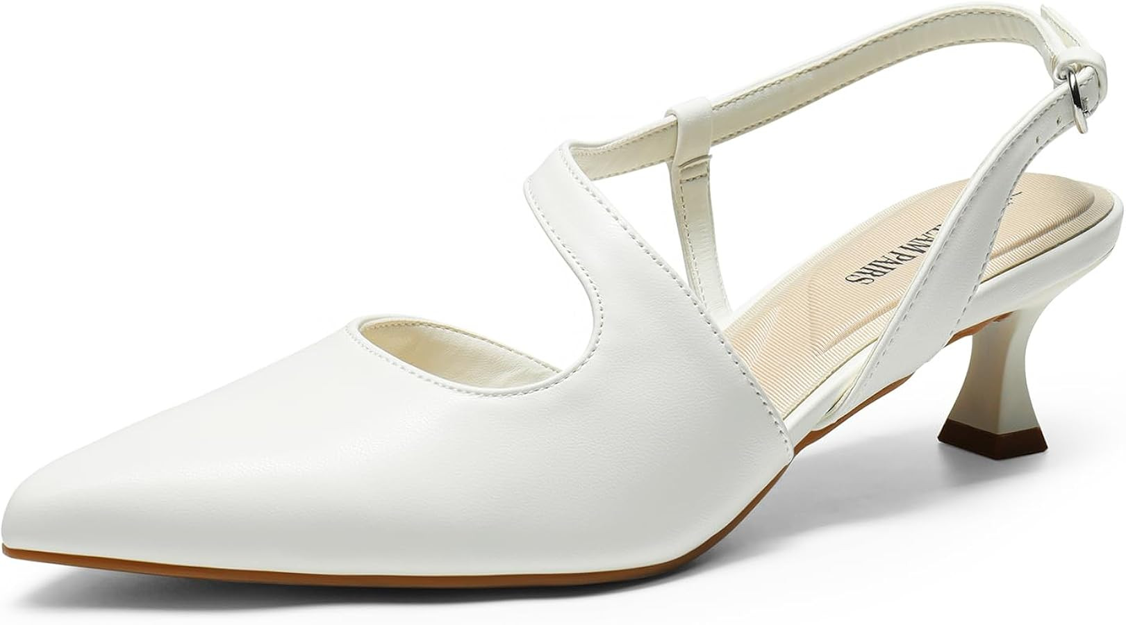 DREAM PAIRS Low Kitten Heels for Women Slingback Adjustable Strap Pointed Toe Wedding Dress Close... | Amazon (US)