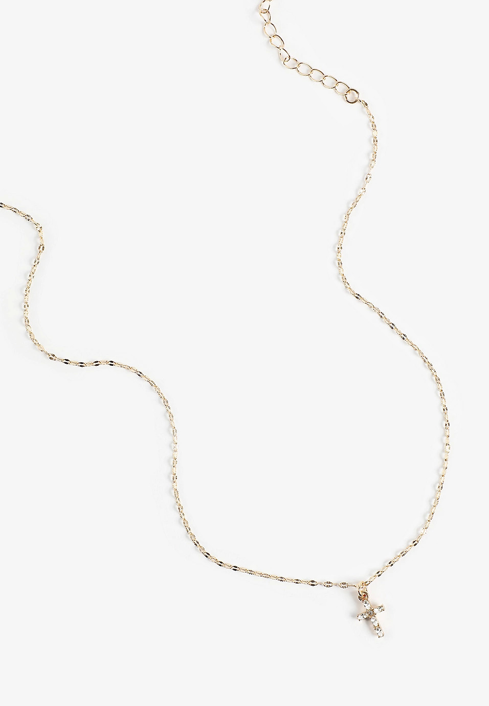 Danity Rhinestone Cross Pendant Necklace | Maurices