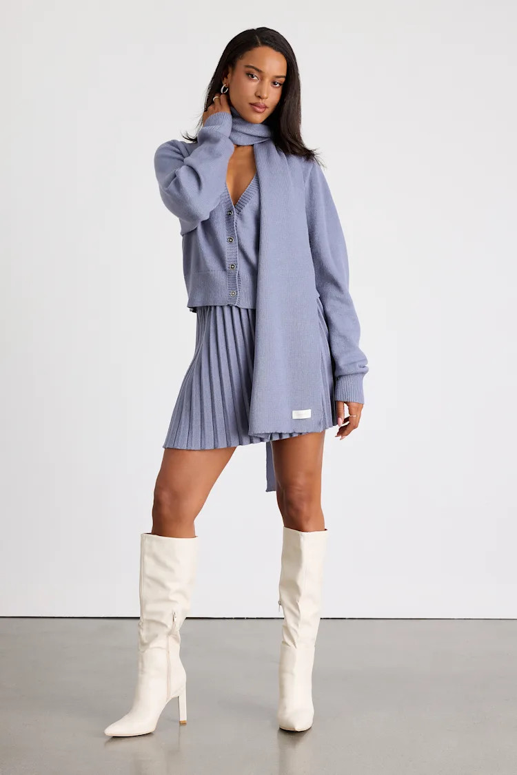 Gianna Periwinkle Three Piece Sweater Dress | Lulus