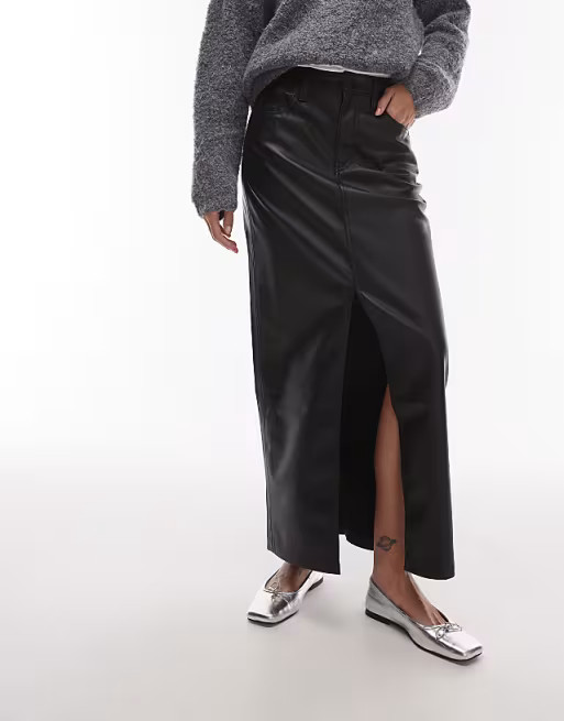 Levi's ankle column faux leather skirt in black | ASOS | ASOS (Global)
