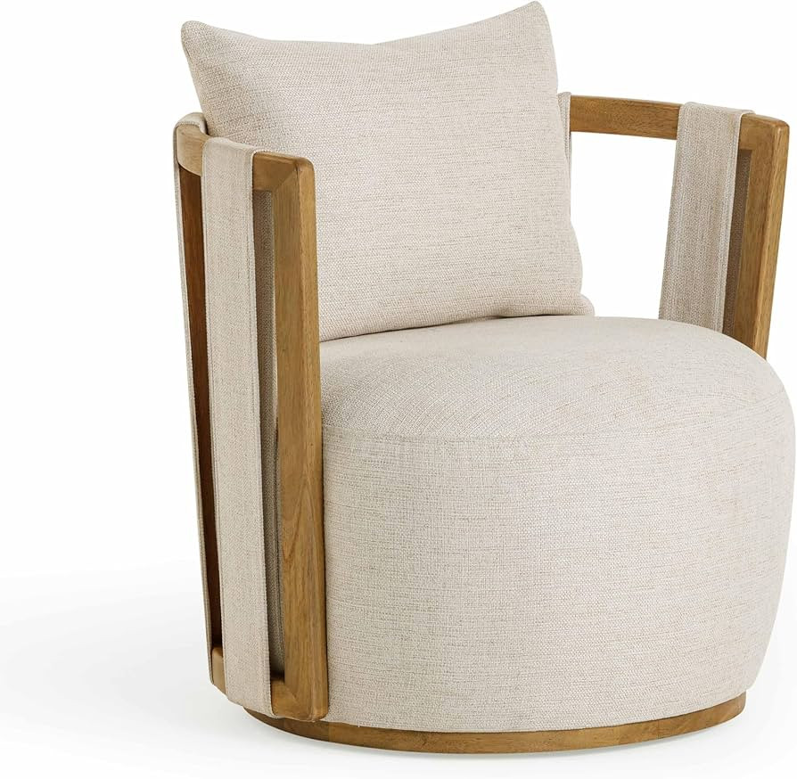 Paolo Cream Textured Weave Swivel Chair | Amazon (US)