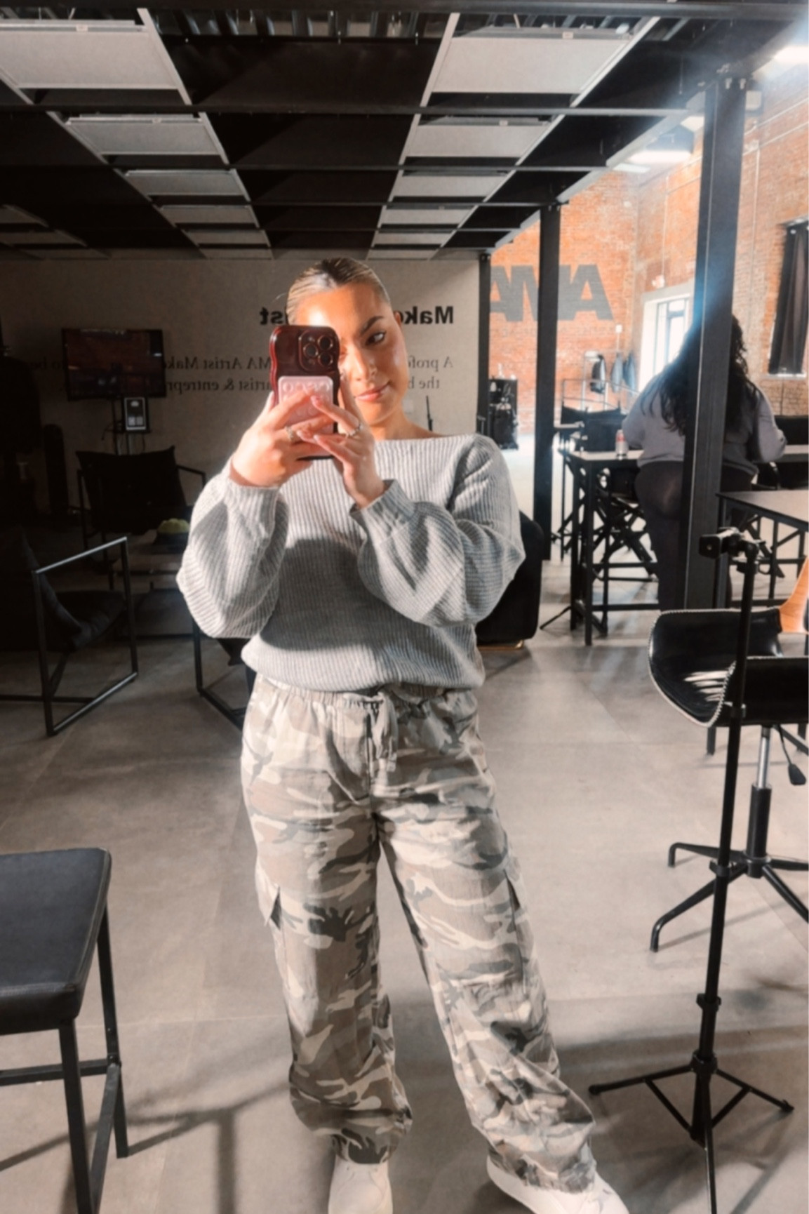 OOTD
- grey army /camo print drawstring jean
- off shoulder sweater
- platform white sneaker 

#LTKshoecrush #LTKfindsunder50 #LTKSeasonal