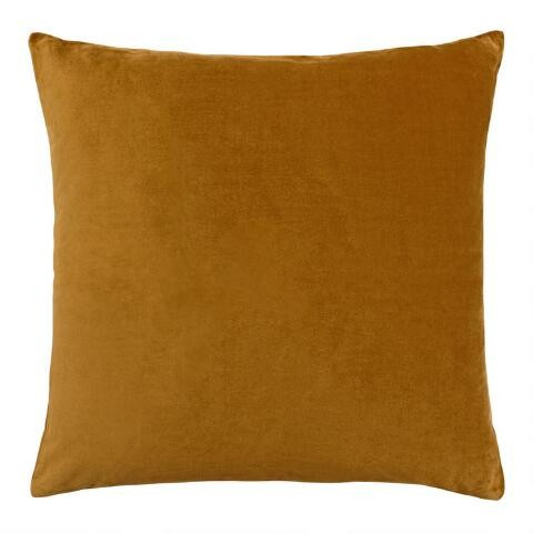 Golden Green Velvet Throw Pillow | World Market