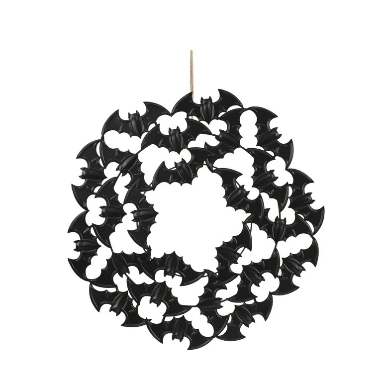 Way to Celebrate 21.50-Inch Black Metal Bat Wreath Décor – Halloween Decoration - Walmart.com | Walmart (US)