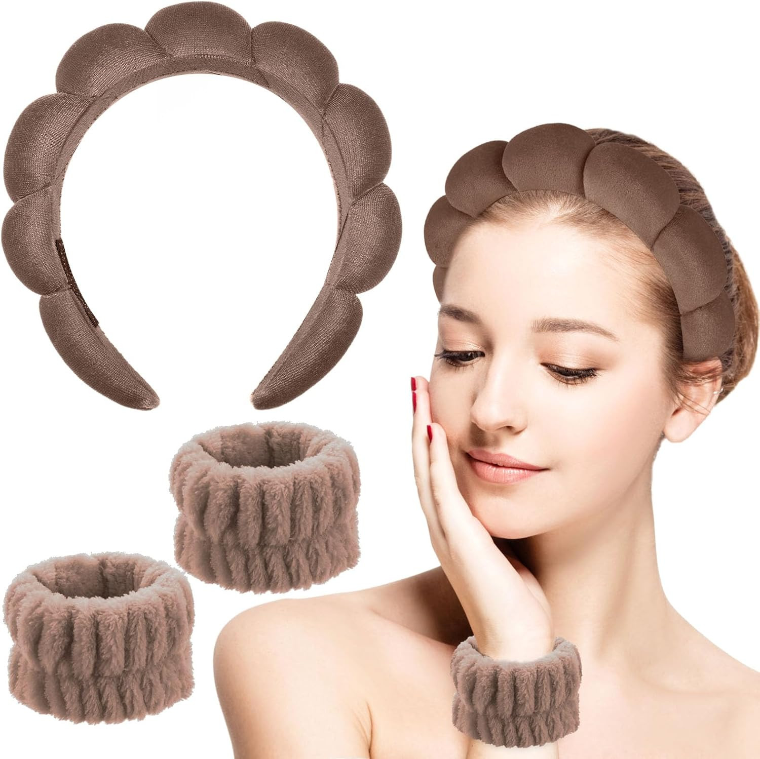 Sibba Sponge Headband Wristband Sets for Washing Face, Makeup Headbands for Women Girls, Skincare... | Amazon (UK)