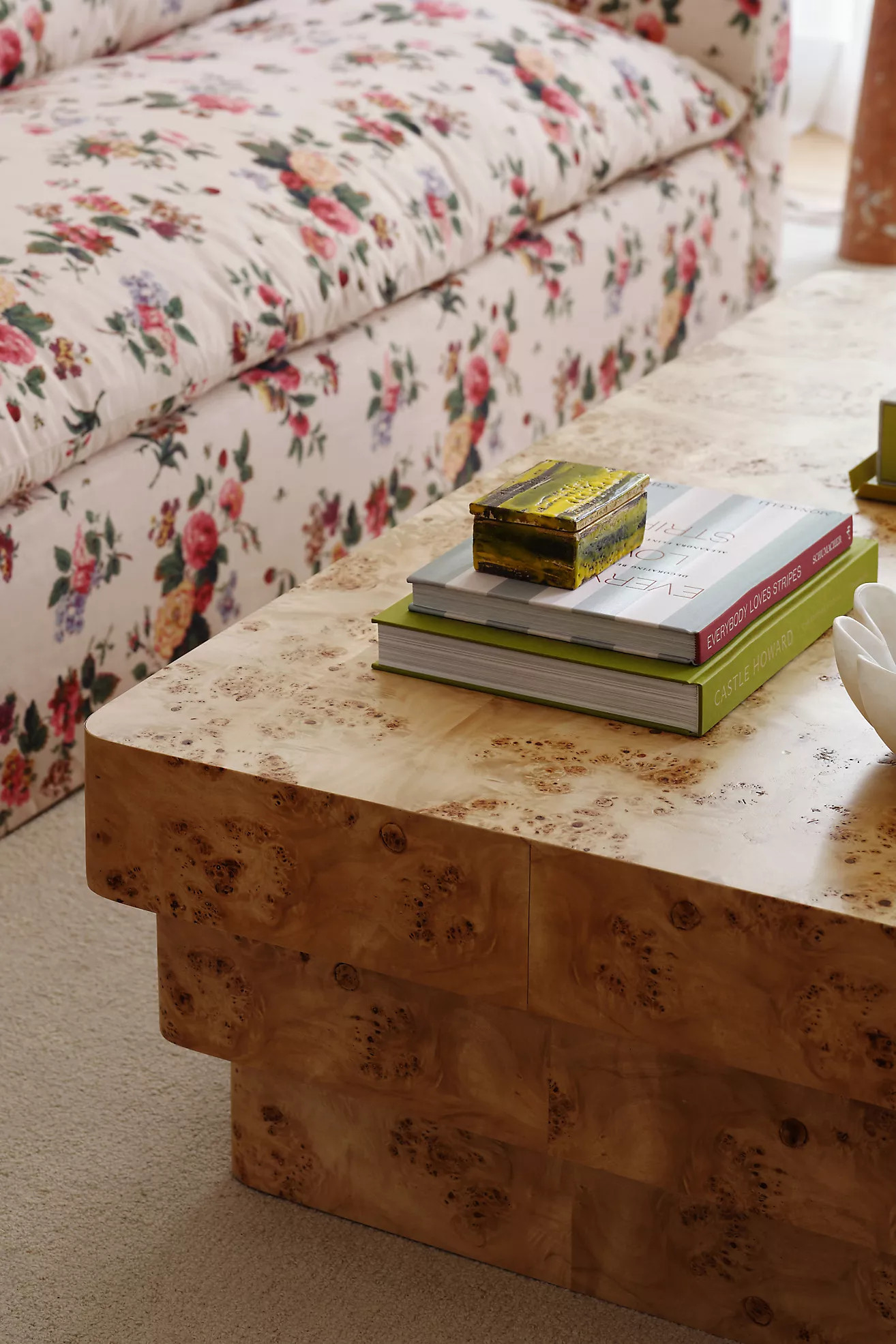 Leonne Rectangle 60" Burl Wood Coffee Table | Anthropologie (US)