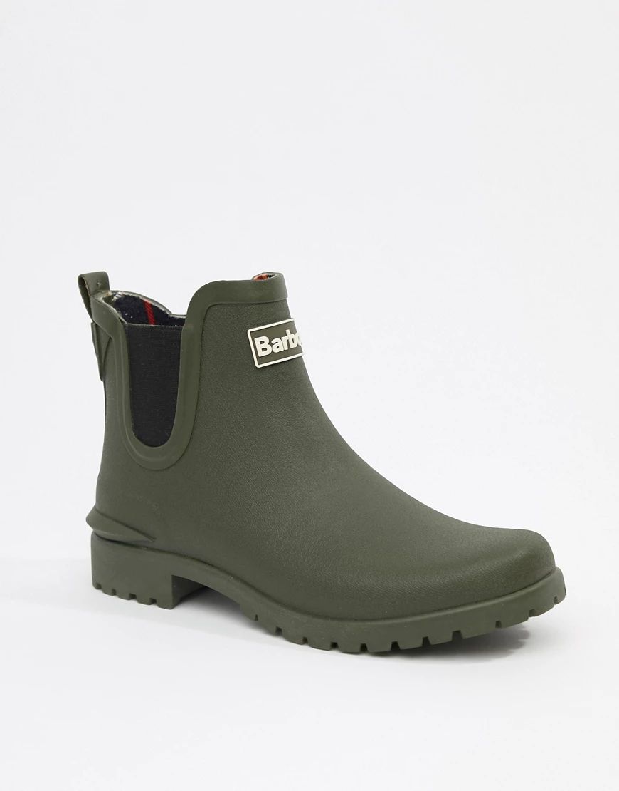 Barbour Chelsea welly boot with logo detail-Green | ASOS (Global)
