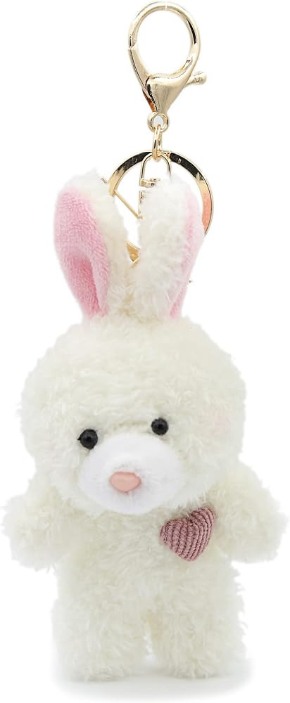 Bunny Plush Keychain with Heart, 5.5" Inch Cute Rabbit Purse Bag Charms Backpack Gift for Women | Amazon (US)