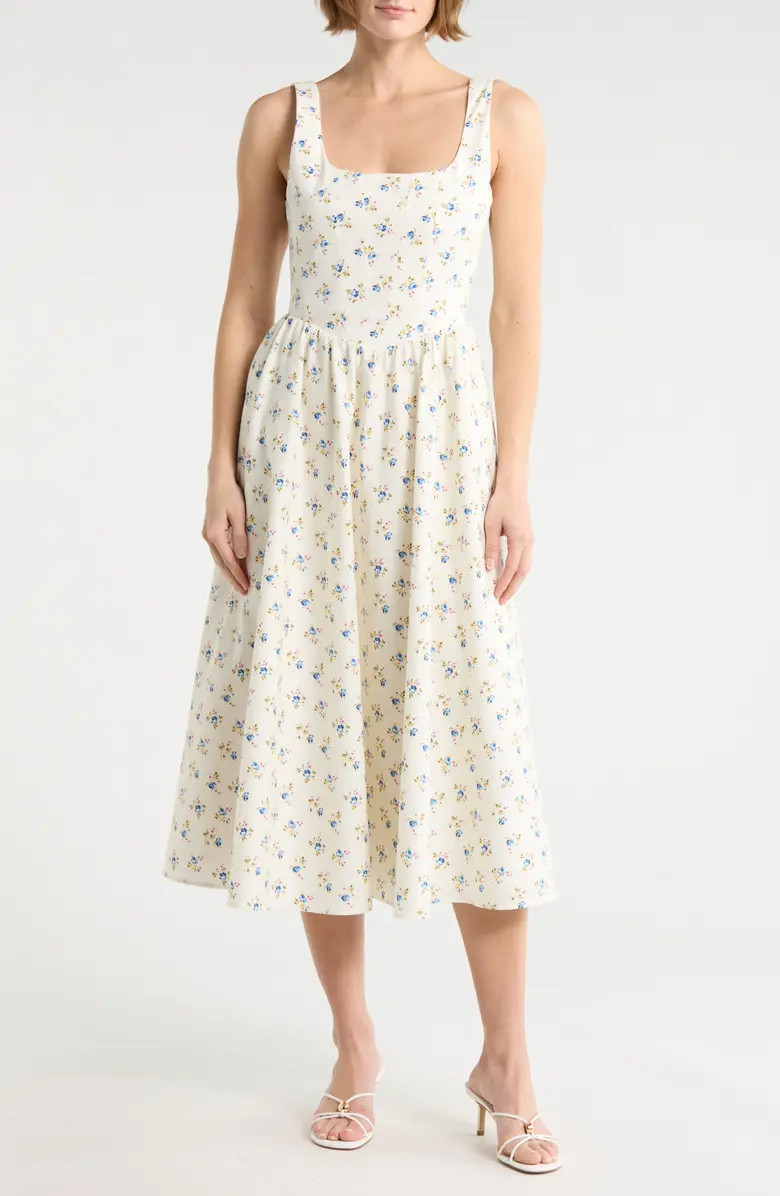 WAYF Floral Corset Sleeveless Midi Dress | Nordstromrack | Nordstrom Rack