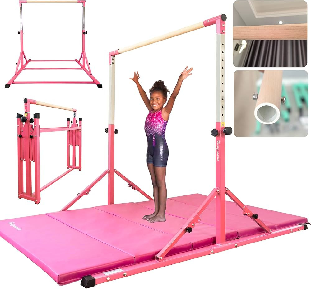 PreGymnastic Foldable Gymnastics Bar, 6FT Gymnastic Horizontal Bars, Folding Training Bar for Kid... | Amazon (US)