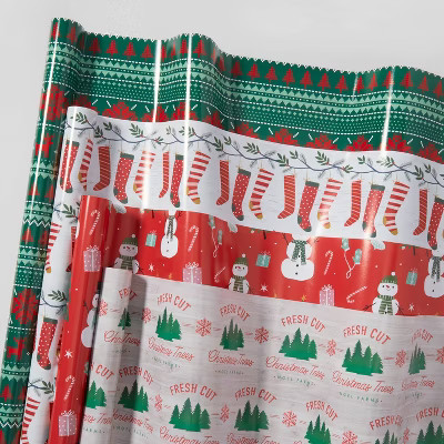 4pk 120 sq ft Fairisle/Stockings/Snowmen/Trees Gift Wrap - Wondershop™ | Target