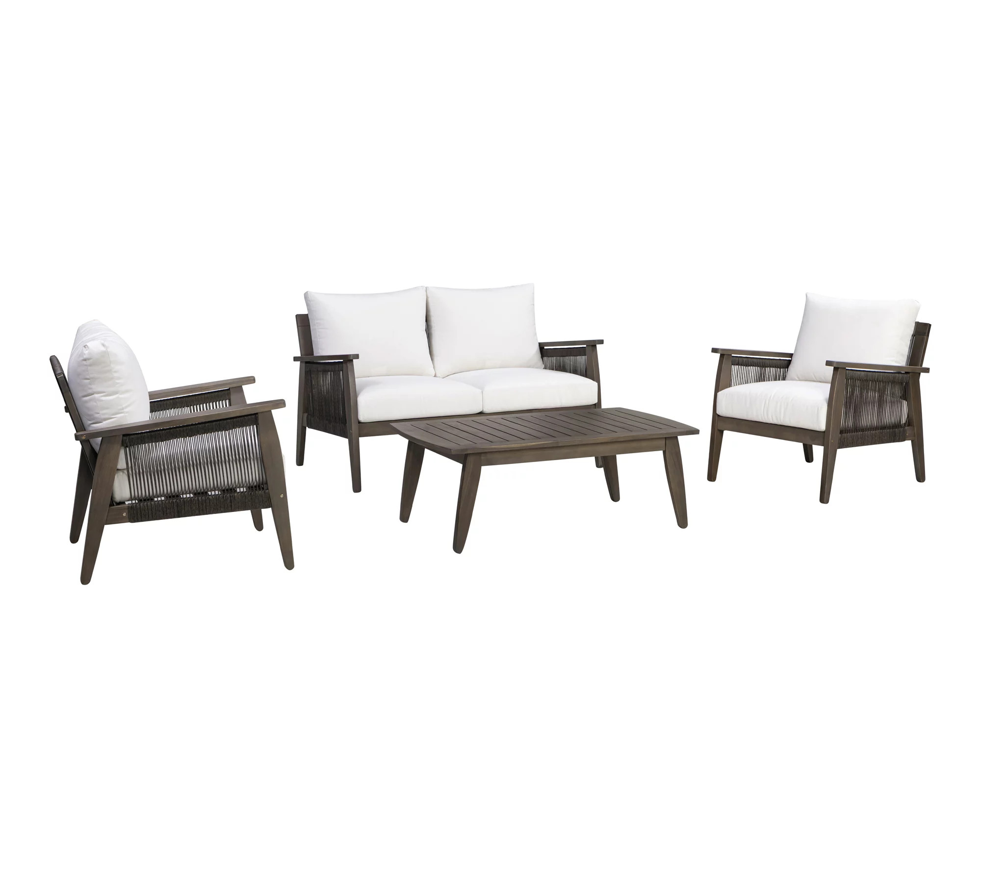 Make Your Selection: Teamson Home Outdoor 4 Piece Acacia & Rope Conversation Set | QVC