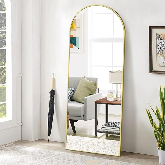 BEAUTYPEAK 65"x24" Arch Floor Mirror, Full Length Mirror Wall Mirror Hanging or Leaning Arched-To... | Amazon (US)