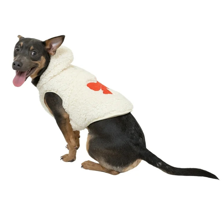 Vibrant Life Winter Coat for Dogs, Sherpa with Pink Bow, White, Small | Walmart (US)