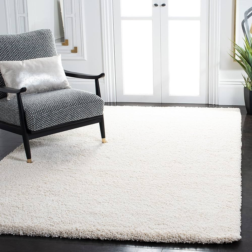 SAFAVIEH Milan Shag Collection Area Rug - 6' x 9', Ivory, Solid Design, Non-Shedding & Easy Care,... | Amazon (US)