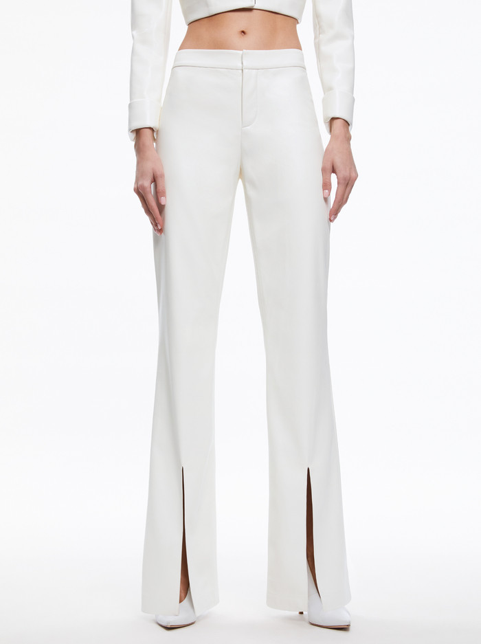 WALKER SLIM VEGAN LEATHER FRONT SLIT PANTS | Alice + Olivia