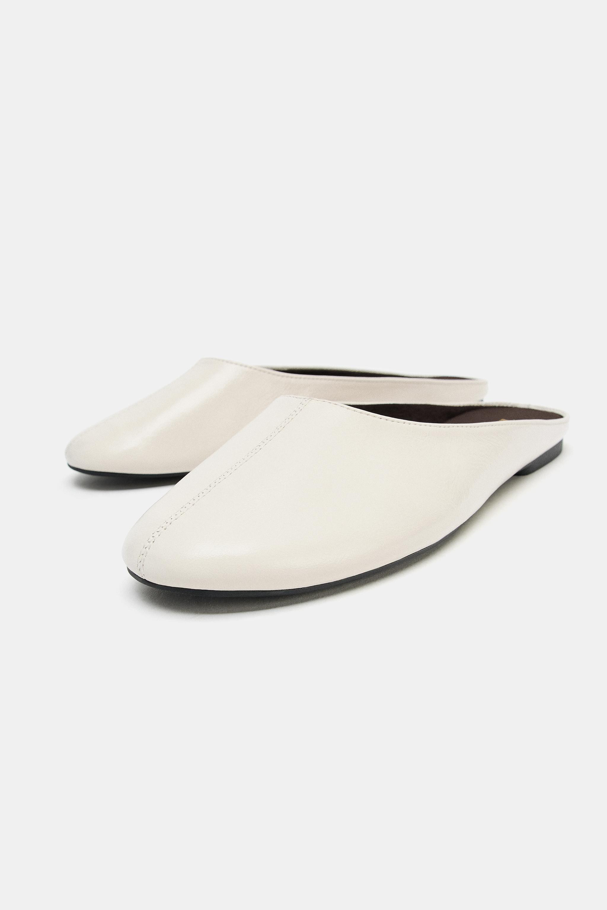 FLAT LEATHER MULE SHOES | Zara UK