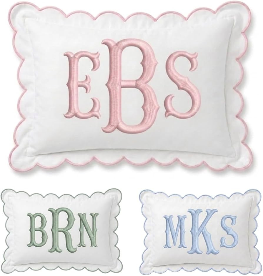 Monogram Pillow Cover, Embroidered Pillow Covers, Personalized Initials Name Pillowcase, Custom M... | Amazon (US)
