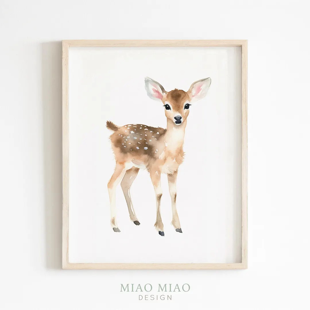 Baby Deer Print, Deer Nursery Decor, Nursery Wall Art, Kids Room Decor, Watercolor Animal, Printa... | Etsy (US)