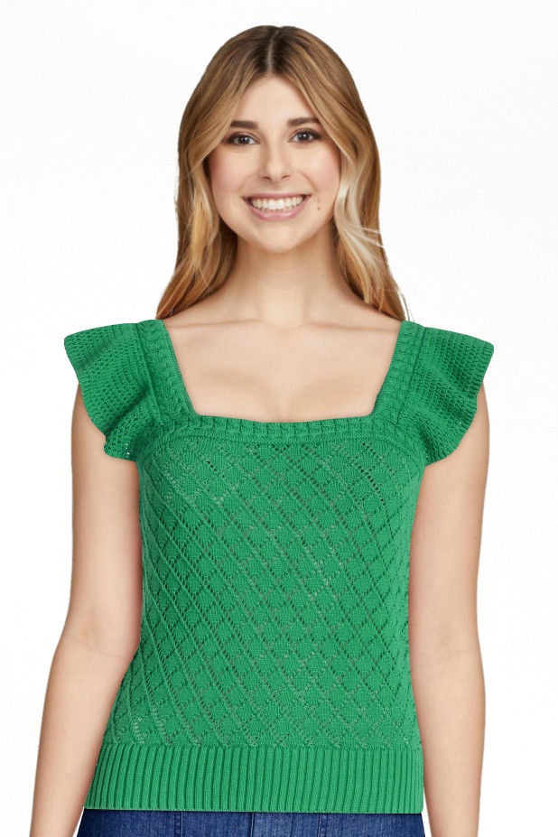 Free Assembly Women's and Women's Plus Square Neck Cotton Sweater with Flutter Sleeves, Sizes XS-... | Walmart (US)