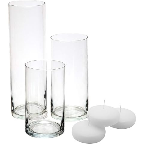 CYS Excel Clear Glass Cylinder Flower Vase, 14" Height x 4" Diameter, Elegant Hand-Blown Glass We... | Amazon (US)