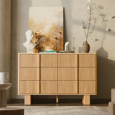 Fluted 6 Drawer Dresser for Bedroom, 47” Wide Modern Chest with Faux Marble Top, Storage Cabinet for Living Room, Hallway, Closet | Wayfair North America