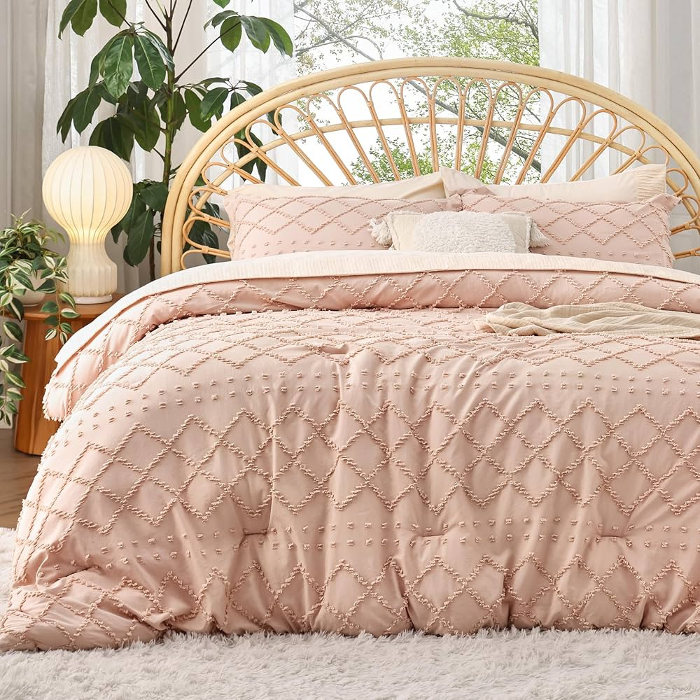 Bedsure Twin/Twin XL Comforter Set - Coral Pink Boho Twin Extra Long Comforter Set for College, S... | Amazon (US)