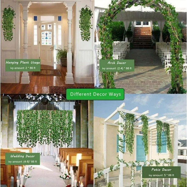 Czzoypi 12 Pack Artificial Ivy Garland Fake Vines Leaves Fake Plants Hanging Vines for Home Bedro... | Walmart (CA)