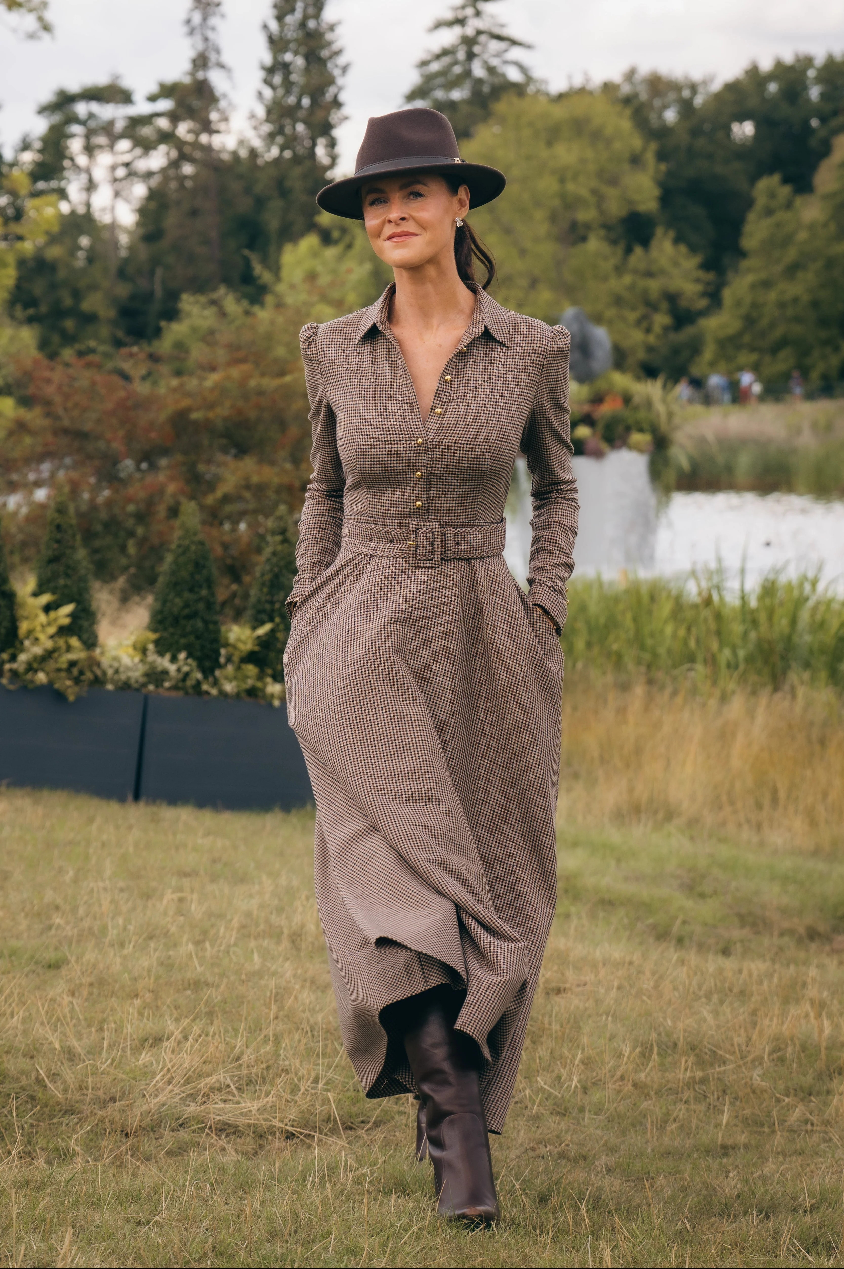 Heritage Dress (Coffee Gingham) | Holland Cooper