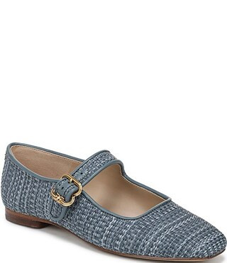 Michaela Striped Raffia Mary Jane Flats | Dillard's
