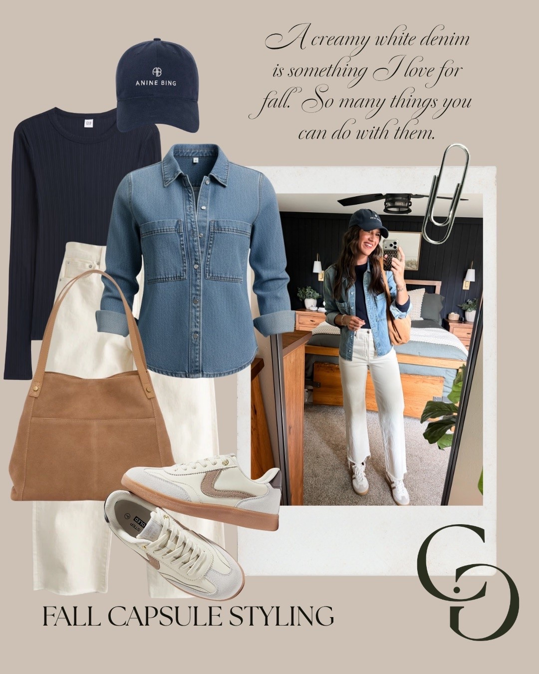 Fall capsule styling 

Navy long sleeve - medium 
Button up - medium 
Jeans - 27 long